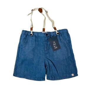 NWT Me & Henry 3/4Y Blue Gauze Captain Shorts with Suspenders